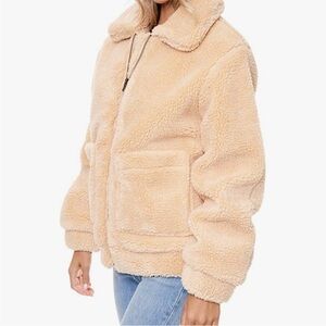 Elodie Sherpa Cream/Tan Teddy Jacket - Size L
